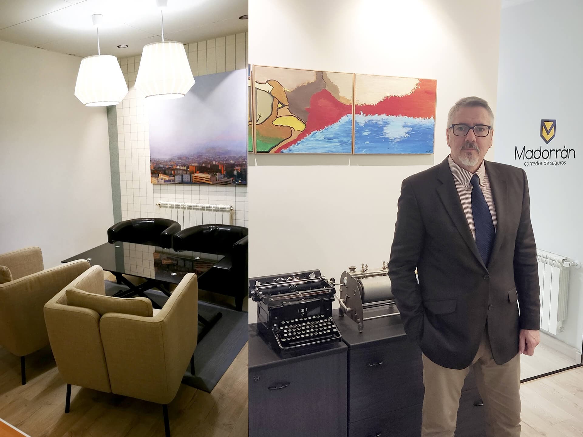 Fernando Madorrán en su despacho y la sala de espera